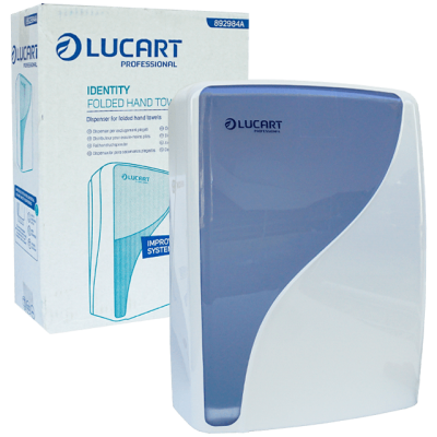 Dispenser (dozator), Lucart, pentru prosoape hartie pliate V 250 buc, alb, 28.5x12.5x38 CM